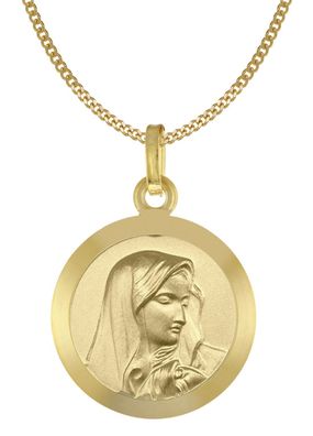 Acalee Schmuck Halskette mit Maria Dolorosa Anhänger Gold 333 Madonna Ø 16 mm 50-102