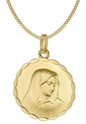 Acalee Schmuck Halskette mit Madonna Anhänger Gold 333 Maria Dolorosa Ø 18 mm 50-102