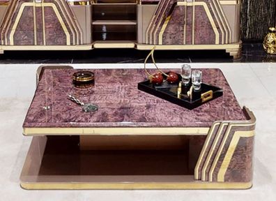 Casa Padrino Luxus Art Deco Couchtisch Lila / Grau / Gold - Wohnzimmertisch mit Tisch