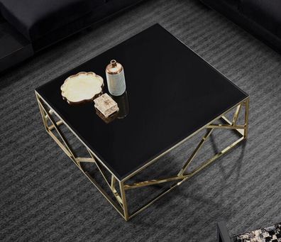 Casa Padrino Luxus Couchtisch Gold / Schwarz 125 x 125 x H. 43 cm - Quadratischer Ede