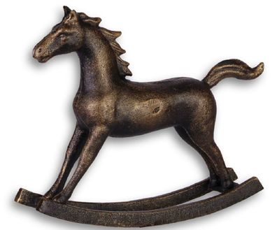 Casa Padrino Gusseisen Deko Schaukelpferd Antik Bronze 21 x 4,9 x H. 17,5 cm - Luxus
