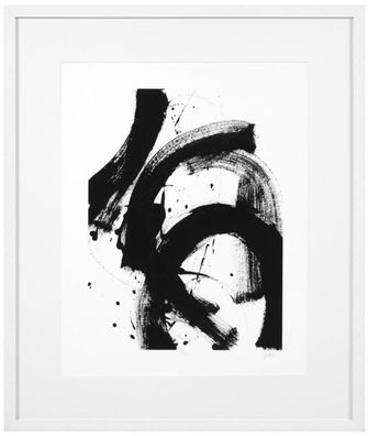 Casa Padrino Luxus Bild Design I Schwarz / Weiß 85 x H. 100 cm - Kunstdruck mit Holzr