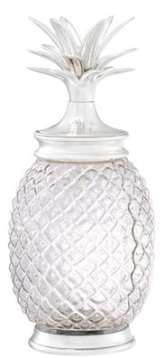 Casa Padrino Luxus Vorratsglas mit Deckel im Ananas Design Silber Ø 16,5 x H. 36,5 cm