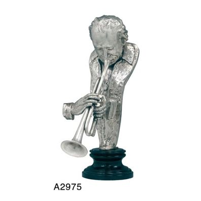 Casa Padrino Luxus Bronzefigur Trompeter Silberfarben - Bronze Figur Büste - Musiker