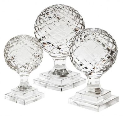Casa Padrino Luxus Kristall Kugel 3er Set auf Sockel - Casa Padrino Luxus Collection