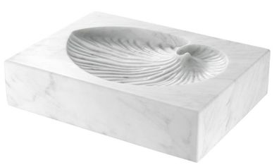 Casa Padrino Luxus Schreibtisch Deko Weiß 24 x 18 x H. 5,5 cm - Marmor Deko Objekt -