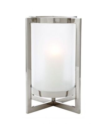 Casa Padrino Luxus Windlicht / Kerzenleuchter Nickel Finish 36 x H. 46 cm - Luxus Acc