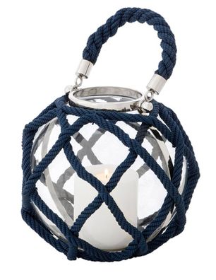 Casa Padrino Luxus Kerzenleuchter mit Tragegriff in silber / blau Ø 30 x H. 40 cm - H