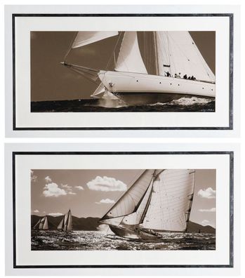 Casa Padrino Luxus Bilder Set Yachten Segelschiffe 110 x H. 60 cm - Kunstdrucke - Wan