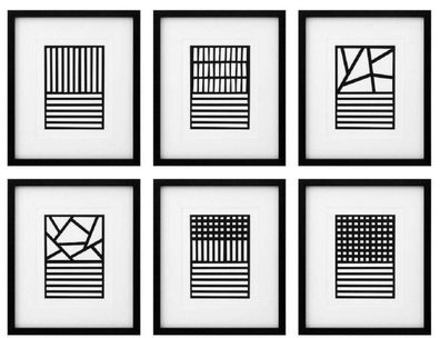 Casa Padrino Luxus Bilder 6er Set Abstrakte Kunst Schwarz / Weiß 55 x H. 65 cm - Kuns