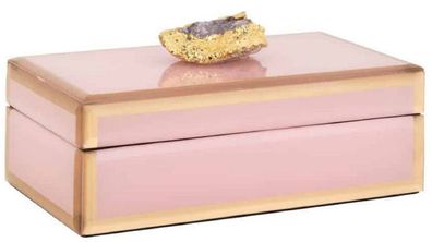 Casa Padrino Luxus Schmuckkasten Rosa / Gold 23,5 x 13 x H. 8 cm - Schmuckschatulle