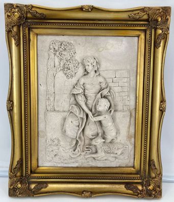 Casa Padrino Barock Wandrelief Grau / Gold 44,5 x H. 55 cm - Antik Stil Wand Deko Ste