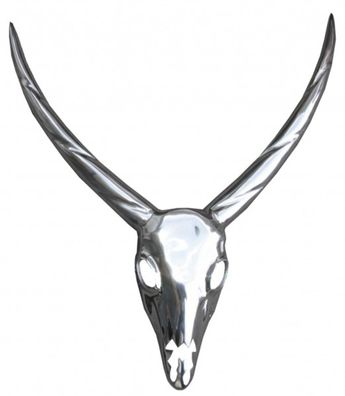 Casa Padrino Designer Antilope Deko Geweih aus poliertem Aluminium Silber H 75 cm, B