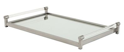 Casa Padrino Luxus Tablett Rechteckig Massiv Spiegel Oberfläche Edelstahl Massiv vern