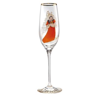 Champagnerglas mit einem Motiv von T. Lautrec "May Belfort", 0,19 Ltr. - feinste Qual