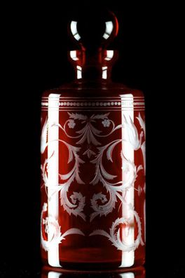 Casa Padrino Luxus Whisky Karaffe Rot / Silber Ø 12,5 x H. 20 cm - Mundgeblasene und