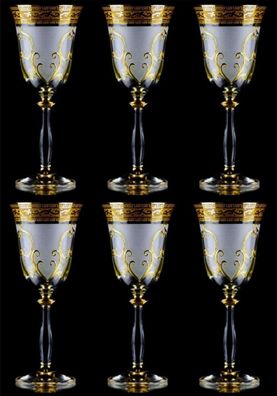 Casa Padrino Luxus Barock Likörglas 6er Set Weiß / Gold Ø 5,5 x H. 17 cm - Handgefert