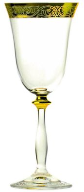 Casa Padrino Luxus Barock Weinglas 6er Set Gold Ø 8 x H. 20 cm - Handgefertigte und h