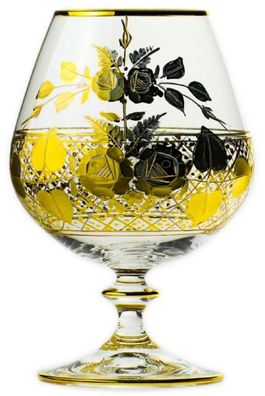 Casa Padrino Luxus Barock Brandy Glas 6er Set Gold Ø 9 x H. 14,5 cm - Handgefertigte