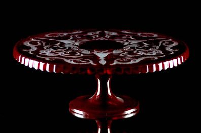 Casa Padrino Luxus Kuchenteller Rot / Silber Ø 32 x H. 12 cm - Handgefertigte und han