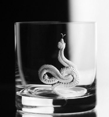 Casa Padrino Luxus Whisky Glas 6er Set Schlange Ø 8 x H. 9 cm - Handgefertigte und ha