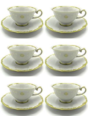 Casa Padrino Luxus Barock Kaffeetassen 6er Set Weiß / Gold - Edles Reichenbach Porzel