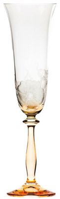 Casa Padrino Luxus Barock Champagnerglas 6er Set Orange Ø 7 x H. 24,5 cm - Handgefert