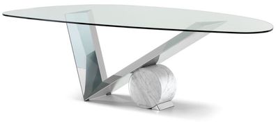 Casa Padrino Designer Esstisch Silber / Weiß 240 x 115 x H. 75 cm - Esszimmertisch mi