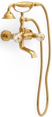 Casa Padrino Luxus Jugendstil Wannenbatterie mit Schlauch und Handbrause Gold - Badew