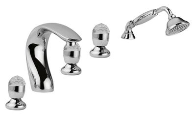 Luxus Badewannen Armaturen Set 5-Loch Kombination Silber - Badezimmer Badewannenarmat