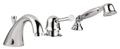 Luxus Badewannen 3-Loch Wannenmischer Set mit Swarovski Kristallglas Silber - Luxus B