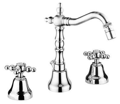 Jugendstil Retro Waschtisch Bidget Dreilochbatterie Silber - Luxus Badezimmer Waschti