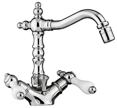 Jugendstil Retro Bidet-Einlochbatterie Badezimmer Waschtischarmatur Silber / Weiß H