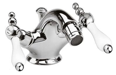 Jugendstil Retro Bidetarmatur Badezimmer Waschtischarmatur Silber / Weiß H. 10,5 cm