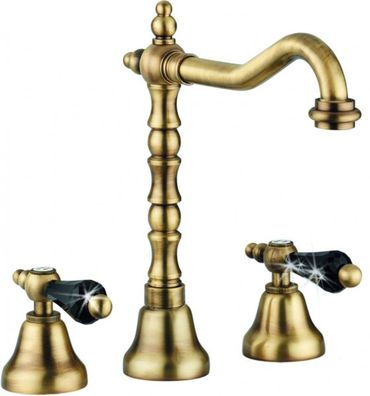 Luxus Bad Zubehör - Jugendstil Retro Waschtisch Armatur Dreilochbatterie Altgold / Br