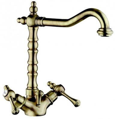 Luxus Bad Zubehör - Jugendstil Retro Waschtisch Armatur Einlochbatterie Altgold / Bro