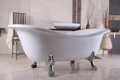 Freistehende Luxus Badewanne Jugendstil Paris Weiß/ Silber 1880mm - Barock Badezimmer