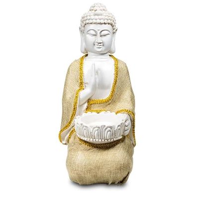 Kerzenhalter Friedensbuddha Polyresin 33 cm 1,35 kg Buddhafigur Teelichthalter