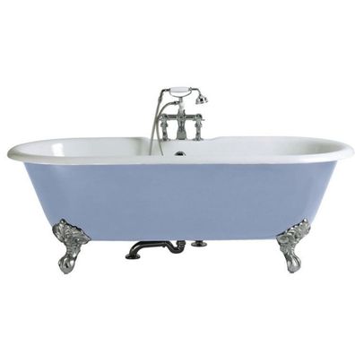 Casa Padrino Luxus Gusseisen Badewanne Hellblau / Weiß 170 cm - Gebogene freistehende