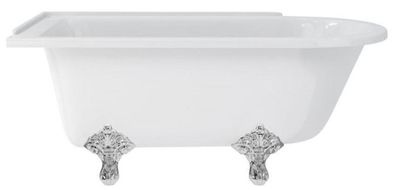 Casa Padrino Luxus Jugendstil Badewanne Weiß / Silber 150 x 75 x H. 65 cm - Freistehe