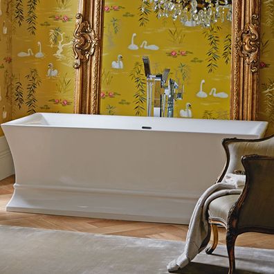 Casa Padrino Luxus Badewanne Freistehend Weiß Eckig 1695 mm - freistehende Retro Anti