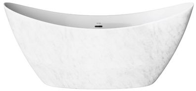 Casa Padrino Freistehende Luxus Acryl Badewanne mit Marmoroptik Weiß 173 x 73 x H. 75