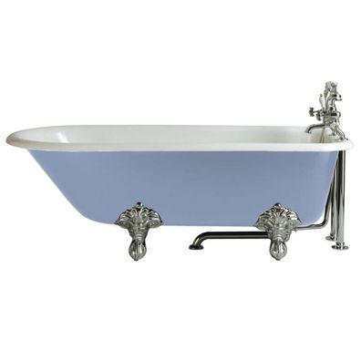 Casa Padrino Luxus Gusseisen Badewanne Hellblau / Weiß 170 cm - Freistehende Badewann