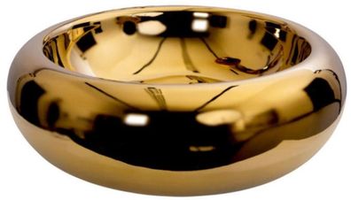 Casa Padrino Luxus Waschbecken Gold Ø 51 x H. 17 cm - Rundes massives Keramik Waschbe