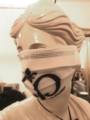 Casa Padrino Bling Bling Maske Weiß / Schwarz - CP Maske mit Glitzersteinen