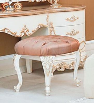 Casa Padrino Luxus Barock Hocker Rosa / Weiß / Kupferfarben - Handgefertigter Barock