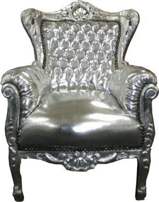 Barock Kinder Sessel Silber/ Silber - Tron
