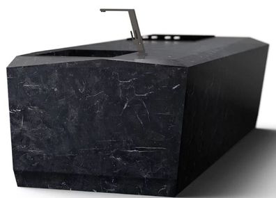 Casa Padrino Luxus Küchenblock aus hochwertigem Marquina Marmor Schwarz 270 x 100 x H