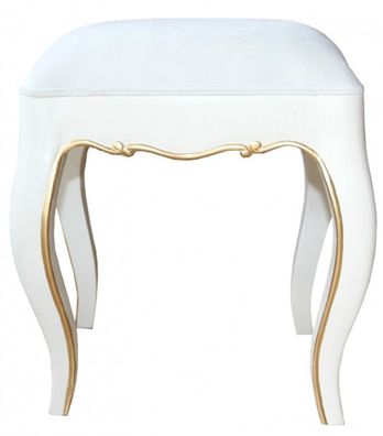 Casa Padrino Barock Sitzhocker Creme / Gold Höhe 55 cm, Breite 40 cm - Barock Möbel