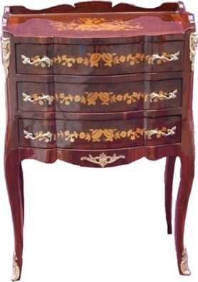 Casa Padrino Barock Kommode mit 3 Schubladen Braun Intarsien H 82 cm, B 45 cm - Model